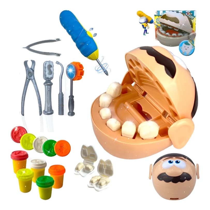 Conjunto Massinha De Modelar Dentista Dente Kit Brinquedo Crianças Completo
