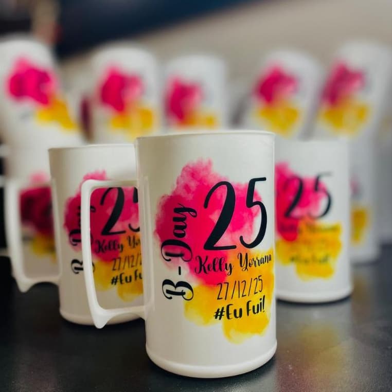 50 UNI CANECA ACRÍLICO PERSONALIZADA - 300ML/ 450ML