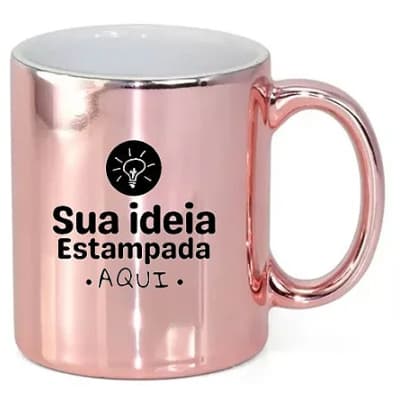 Caneca Metalizada Personalizada  - Caneca cromada - Caneca Porcelana 325ml Presente Criativo - Sublimação