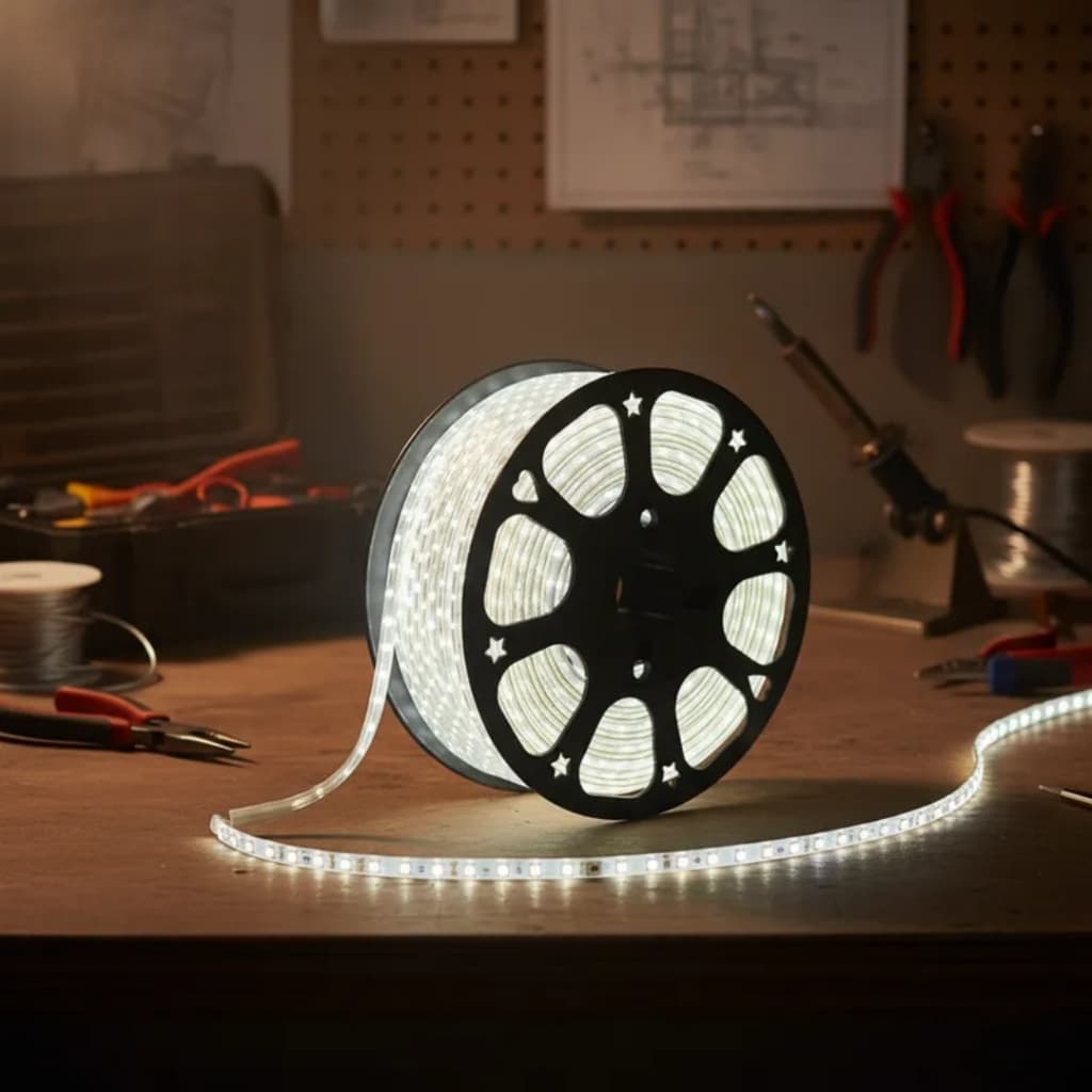 Fita Mangueira De Led Achatada 100 Metros  110/220v  ＋ Fonte de Alimentação