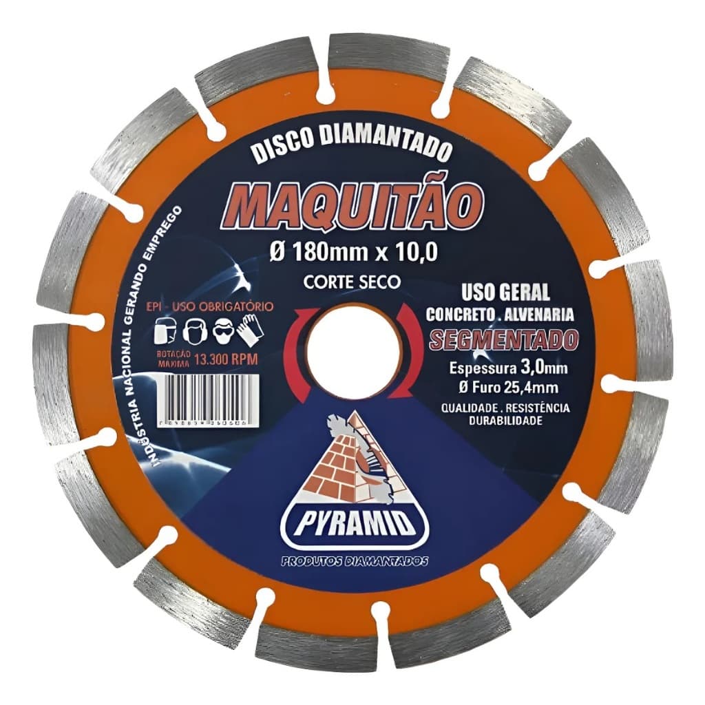 Disco Diamantado Segmentado Makitão 180 X 22,2mm 7 Pol. Mármore Granito Concreto Pyramid