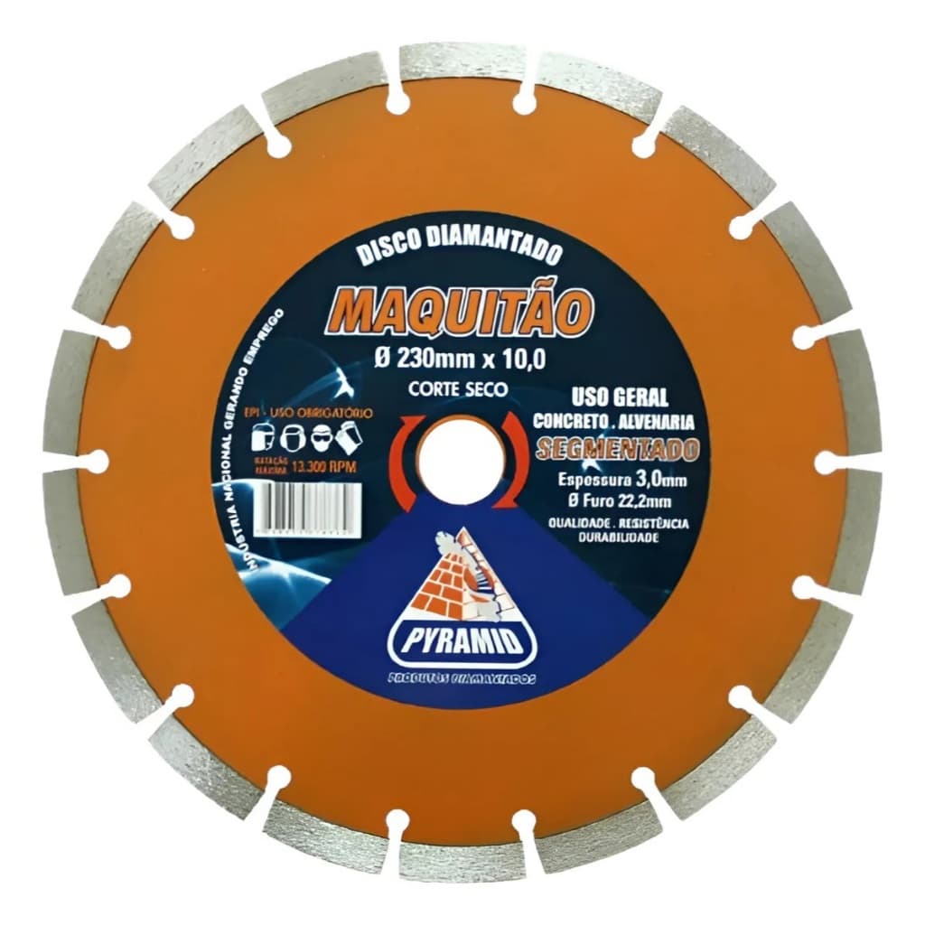 Disco Diamantado Segmentado Makitão 230 X 22,2mm 9 Pol. Mármore Granito Concreto Pyramid