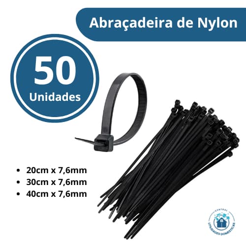 Kit 50 Abraçadeira Nylon 7,6mm X 20cm 30cm 40cm Cabos Fios Organização Fixação