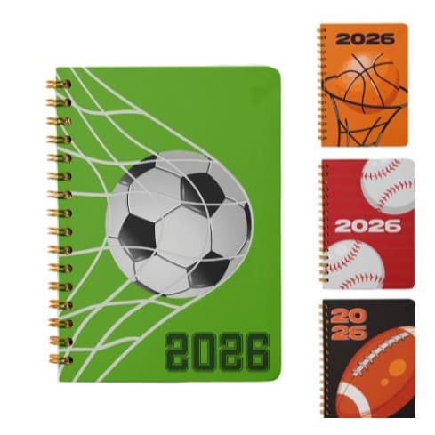 Agenda 2026 Para Anotaçoes dar de Presente Lembrete Ano Novo Espiral Capa Dura Futbol 168 folhas  15,2X11CM