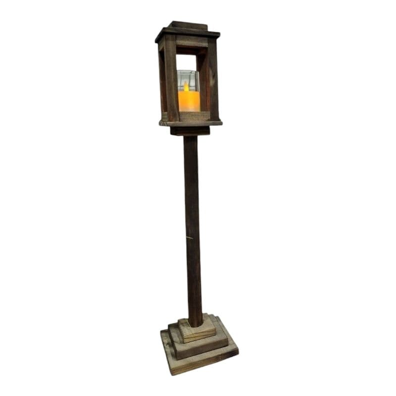 Poste Decorativo em Madeira Rústica | Artesanal 70 cm para Natal e Eventos