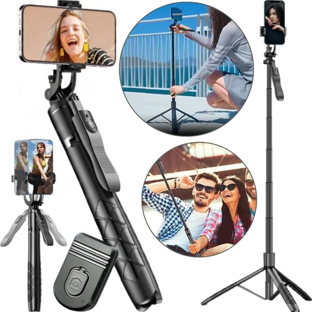 Bastão Selfie Tripé 170cm Retrátil Suporte Para Celular Iphone Câmera Controle Foto Vídeo