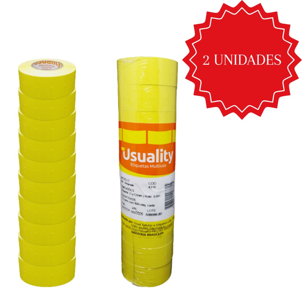 Kit 2 Pacotes Etiqueta MX 5500 Amarela 800 Un por Rolo 10 Rolos Cada Papel Couche Fosco Preço Varejo