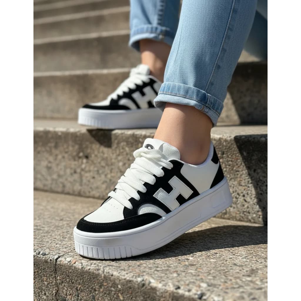 Tênis Plataforma Casual Feminino - H, Moda Confortável e Estiloso