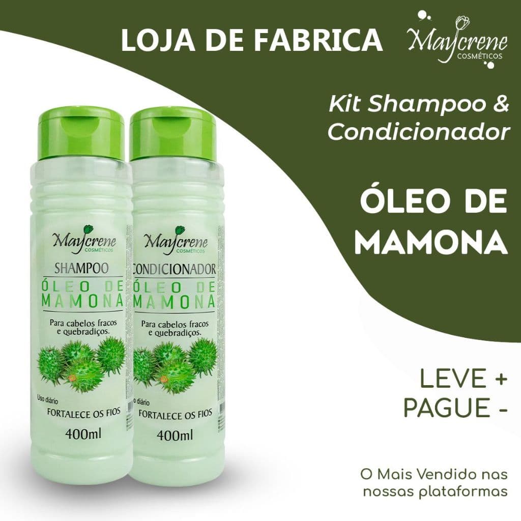 Kit Óleo de Mamona 400ml – Shampoo + Condicionador