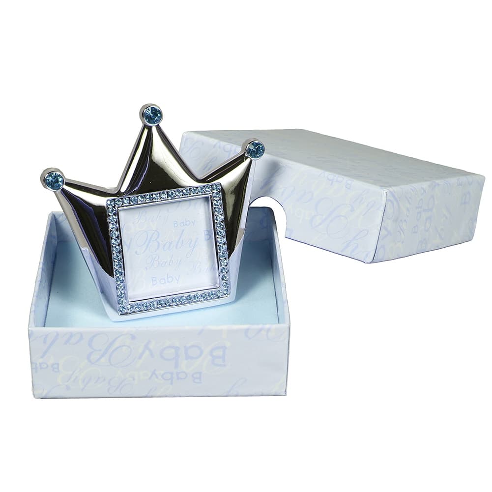 Porta Retrato Coroa Azul 9 X 8 Cm - Coroa Principe - Bebe