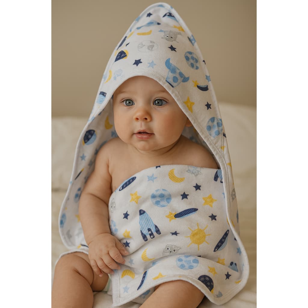 Kit Toalha Capuz Premium 100% Algodão Forrada Em Fralda Conforto Para Bebê Suave e Antialérgica Ideal Para Recém Nascido