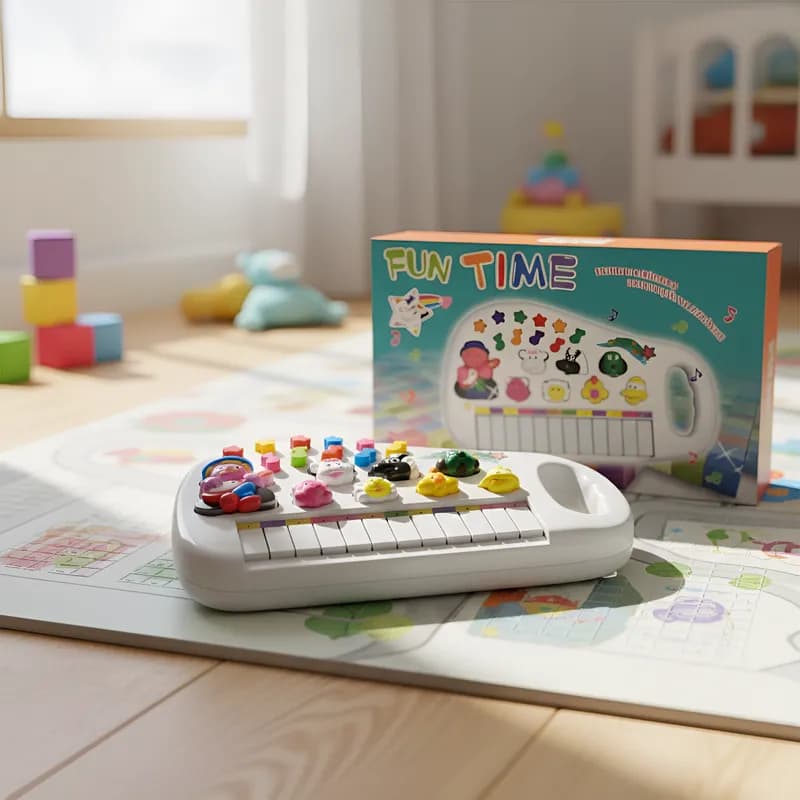 Piano Fazendinha Infantil Teclado Para Criança Bebê Com Som Dos Bicho Cor Branco Guedes