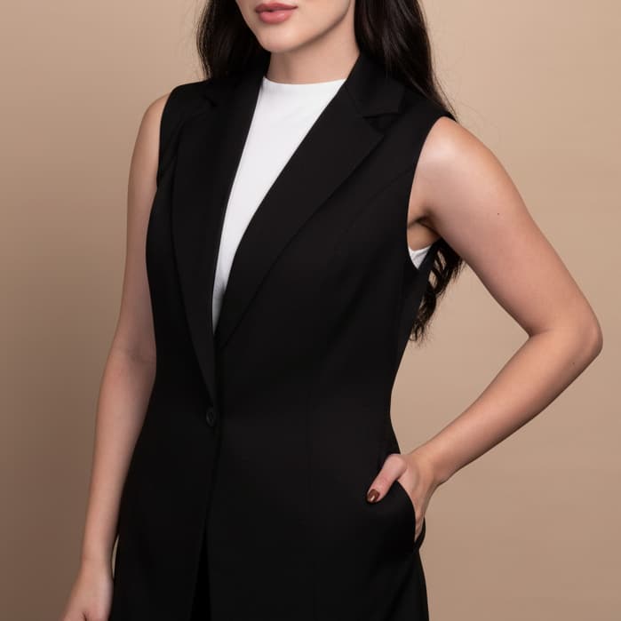 Jaleco Feminino Sem Manga Preto Envio RÁPIDO
