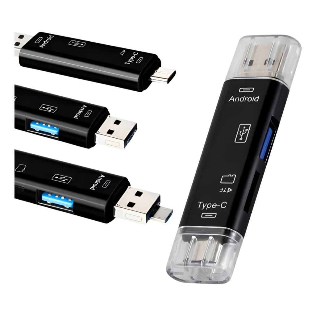 Adaptador OTG Tipo-C 5 em 1 Leitor USB MicroSD SD Para Celular Tablet Notebook Android