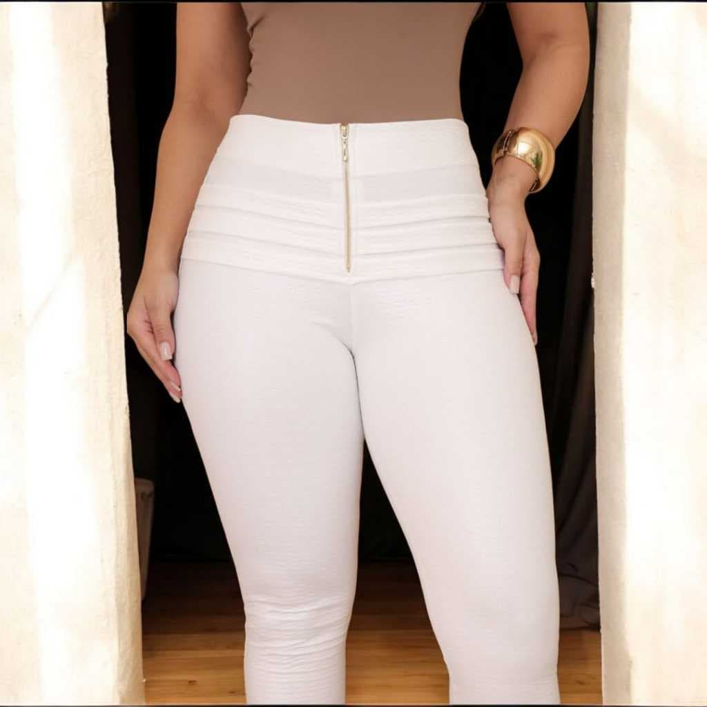 Calça Legging Cirre Levanta Bumbum Com Ziper Cintura Alta