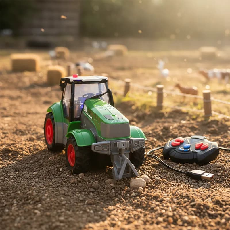 Carrinho Trator Recarregável De Controle Remoto Fazendinha Agricultor Brinquedo Infantil Guedes