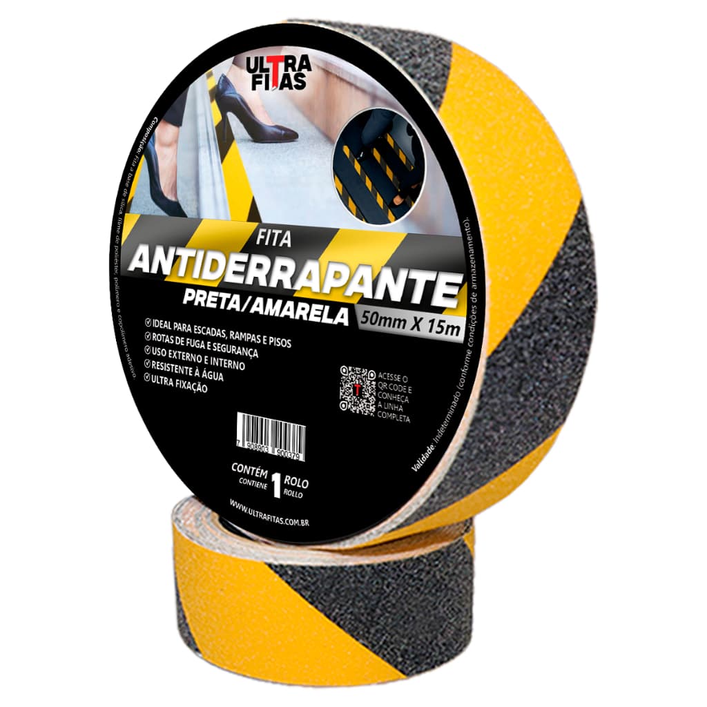 Fita Antiderrapante 50 mm X 15 Metros - Listrada (Amarela e Preta)