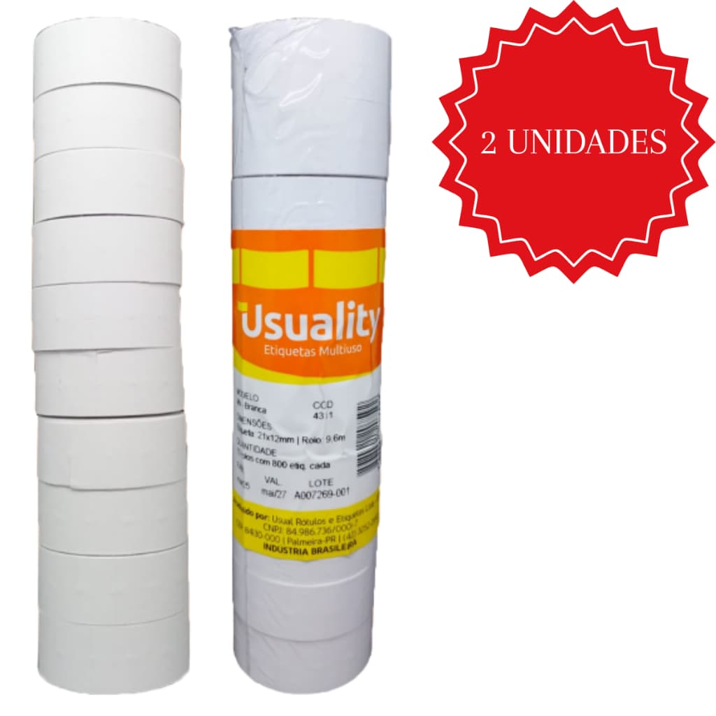 Kit 2 Pacotes Etiqueta MX 5500 Branca 800 Un por Rolo 10 Rolos Cada Papel Couche Fosco Varejo