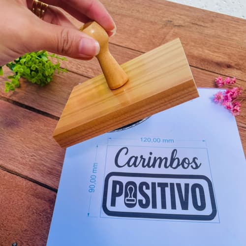 carimbo grande personalizado com logo marca para Sacolas Kraft 12x9 cm