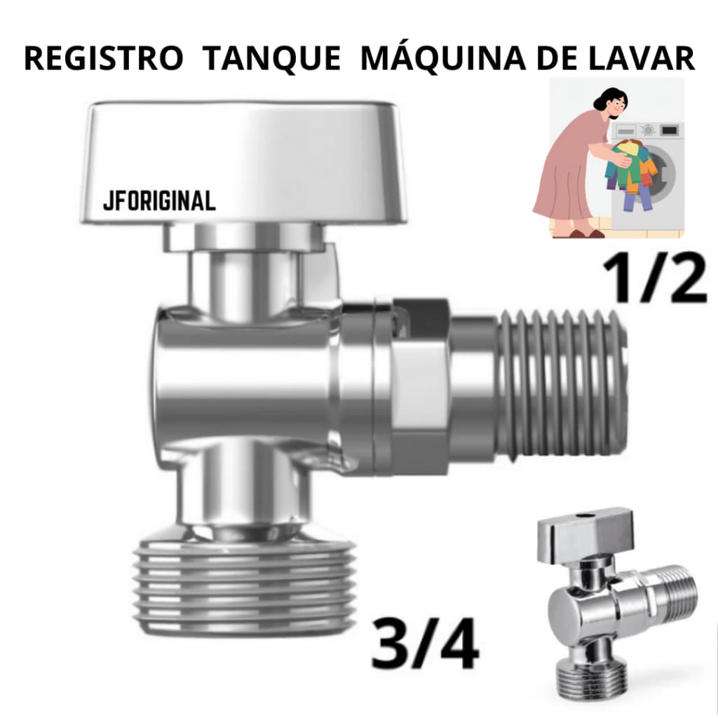 Torneira Registro Maquina Lavar Roupa, Lavar Louca, purificador, Jardim 1/2 x 3/4