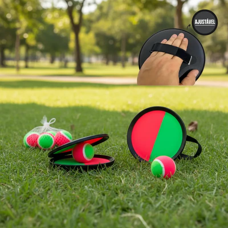 Kit 2 Raquetes Velcro + Bola Esporte Bola Que Gruda Bateu Colou Esporte Praia Pias E Filhos Guedes