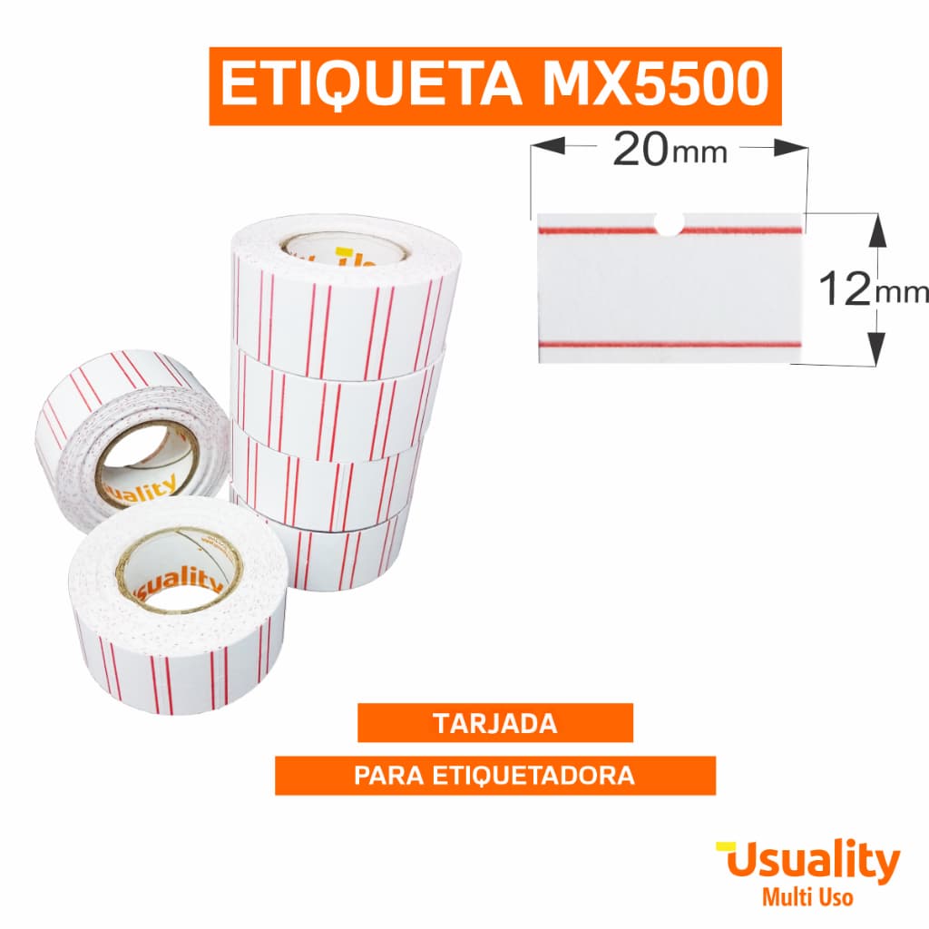 Etiqueta MX 5500 Branca Tarja Vermelha 800 Un por Rolo Pacote 10 Rolos Couche Fosco Preço Varejo