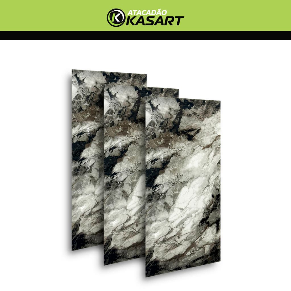 Kit 5 Placas de Parede Adesivas Mármore 3D Decoração 30 x 60cm Lavável