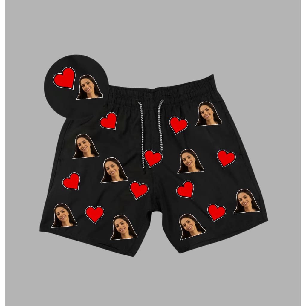 Shorts Tactel com Foto Sortidas Shorts Masculino Personalizado  Amigo Secreto Dia Dos  Pais dos Namorados Personalizado