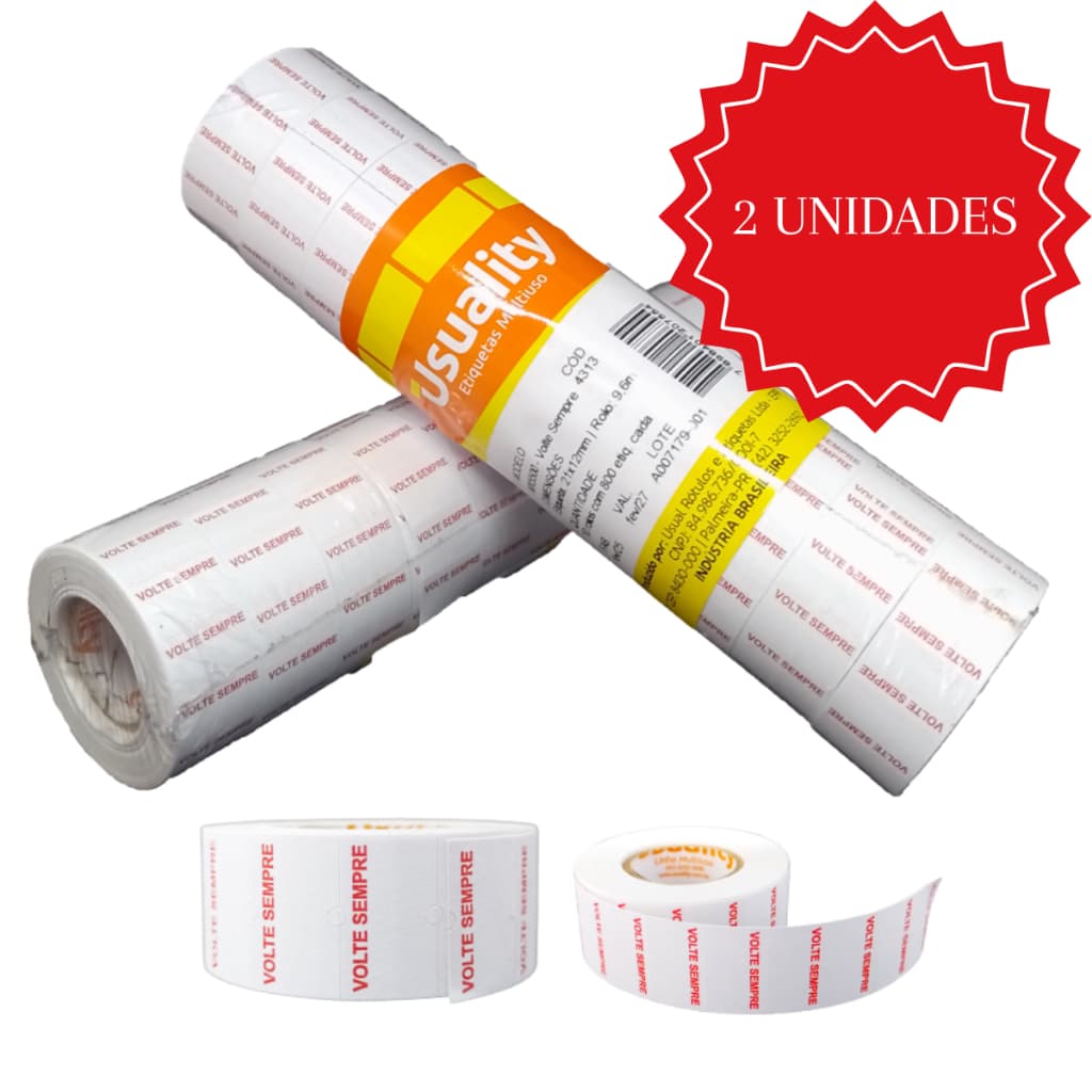 Kit 2 Pacotes Etiqueta MX 5500 Branca Volte Sempre Vermelho 800 Un por Rolo 10 Rolos Cada Varejo