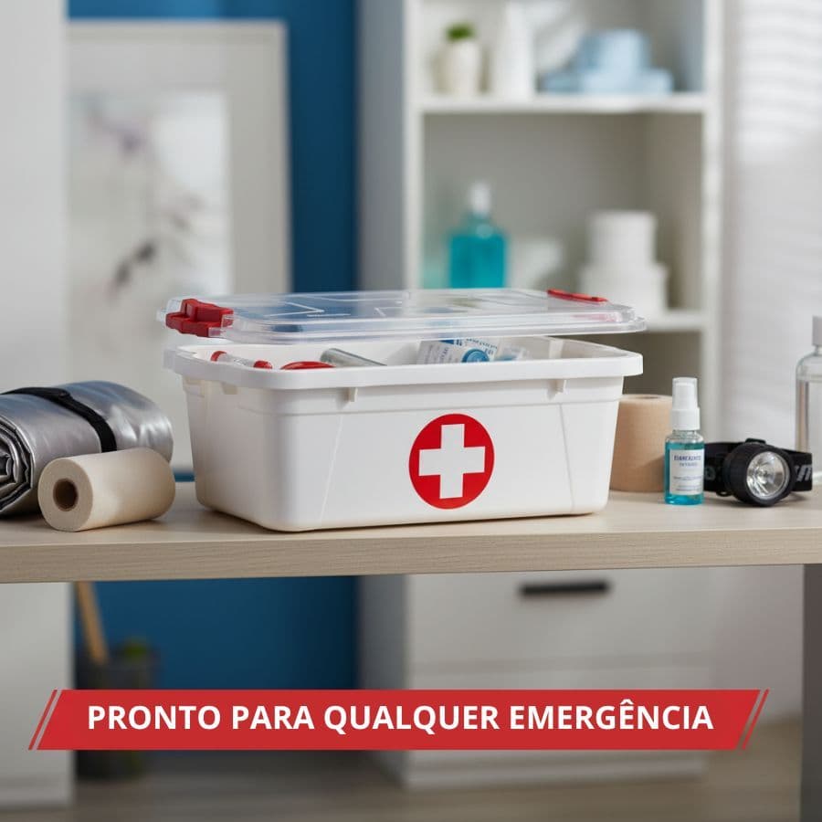 Caixa Primeiro Socorros com Tampa e Travas 3L Branca Resistente Supimentos Medicos