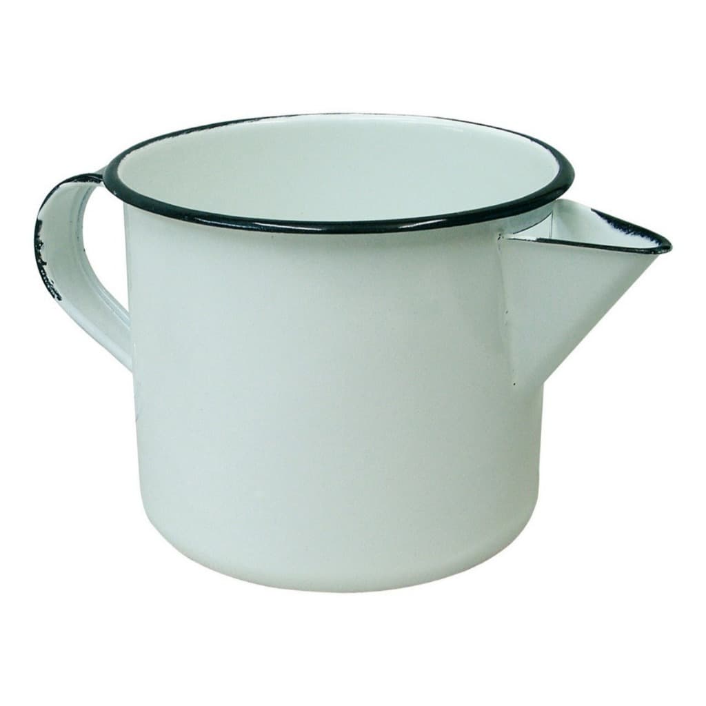Caneca com Bico e Alça Esmaltada Branca 1 Litro - Metallouça