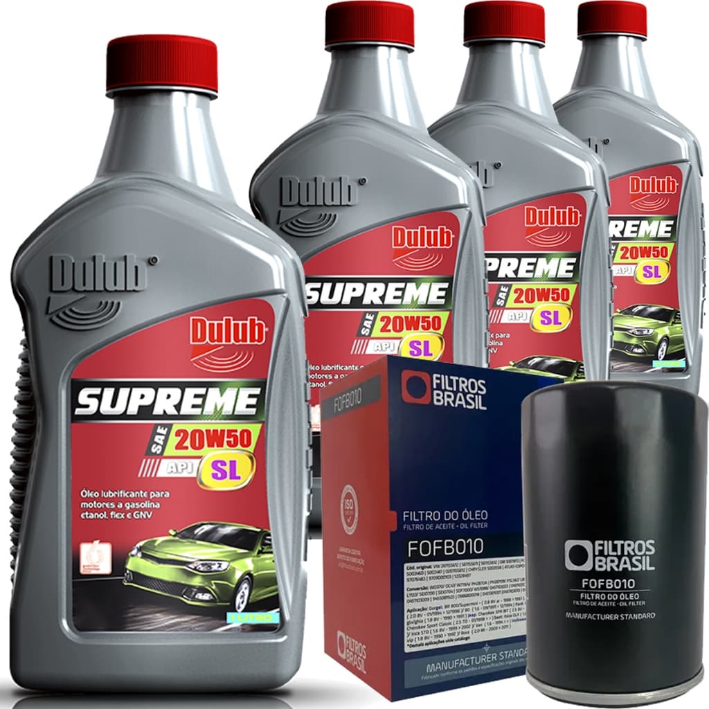 Kit 4 Litros De Oleo 20W50 Dulub E Filtro De Oleo Para Escort Gol Saveiro Verona Motor 1.8 AP