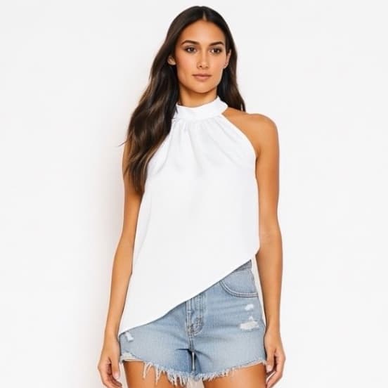 Blusa Feminina com gola Choker Blusa de bico tendencia chic Elegante