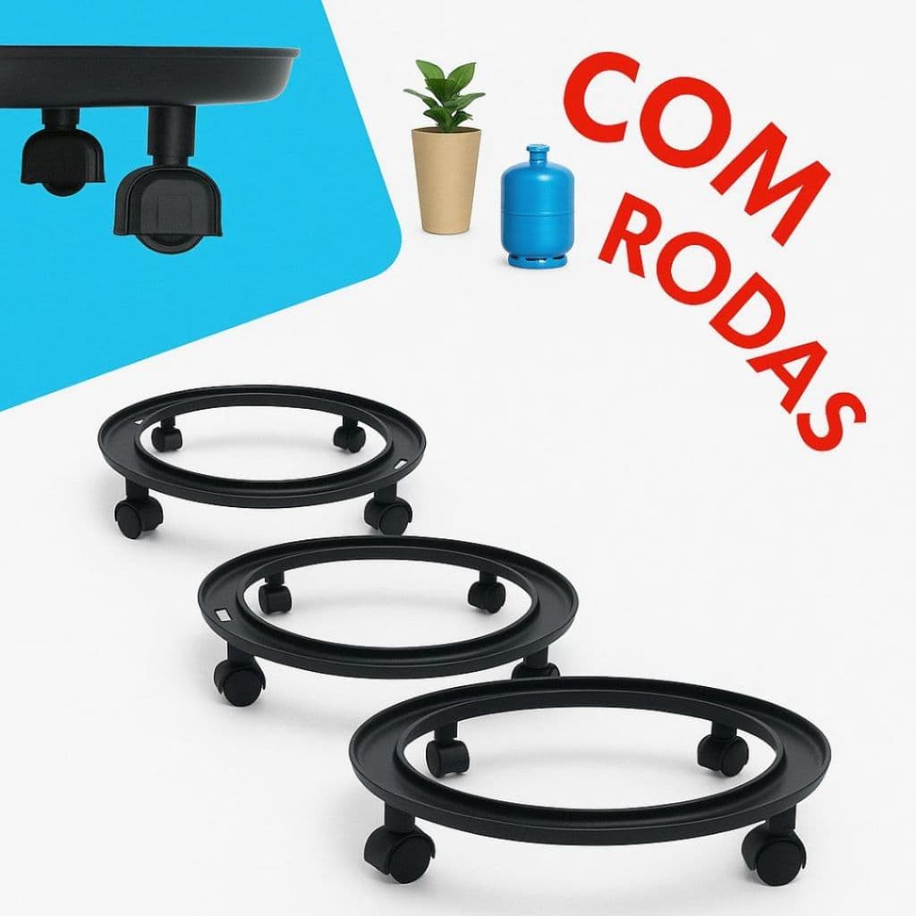 Suporte Para Botijão De Gás e Vaso De Plantas Com Rodinha Plástico Reforçado