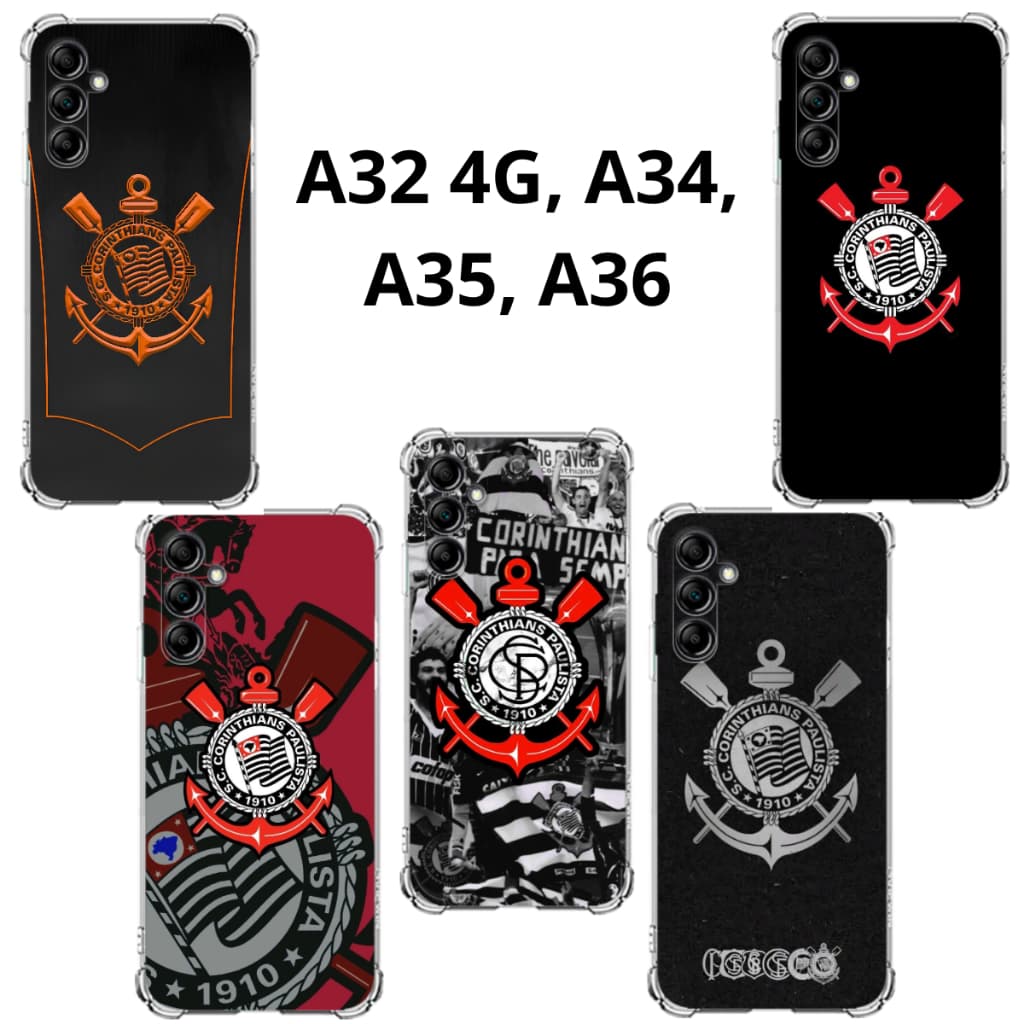 A32 4G, A34, A35, A36 Capa Inspirada no Timão Capinha Case TPU Time Corinthians Samsung