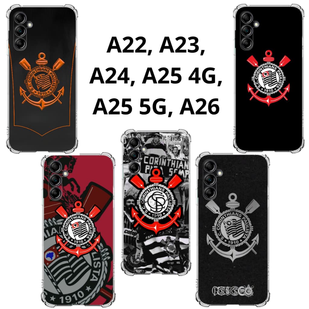 A22, A23, A24, A25 4G, A25 5G, A26 Capa Inspirada no Timão Capinha Case TPU Time Corinthians Samsung
