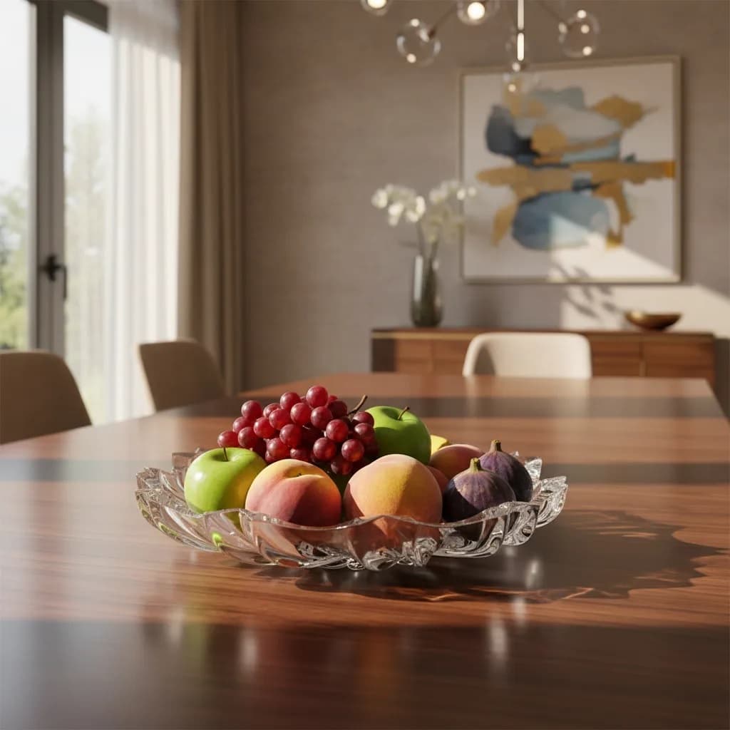 Fruteira Centro De Mesa Fashion Incolor Vidro Grosso 32,5cm Yujing