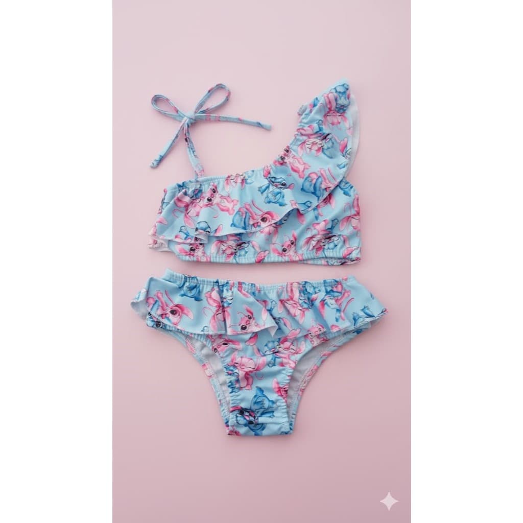 Biquíni infantil forrado do lilo stitch menina praia piscina natal lindo