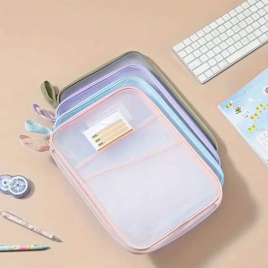Organizador de Arquivos Portátil de Grande Capacidade Bolsa deMalha Multicamadas de Documentos A4