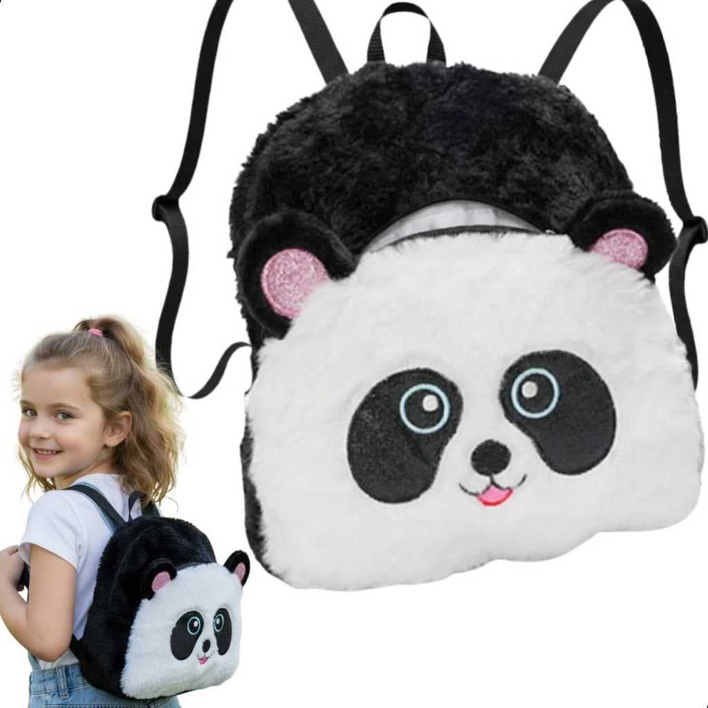 Mochila infantil pelúcia gato preto charmosa pequena leve para passeio escola presente menina 3 anos