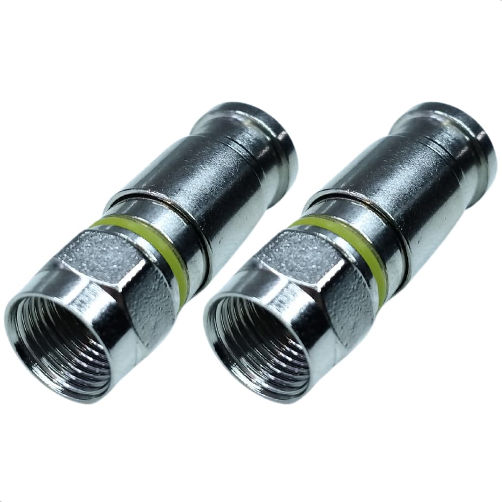 Kit 2 Un Conector Rg6 Compressão Profissional P/ Cabo Coaxial Para Televisão Antenas Redes de Áudio e Vídeo
