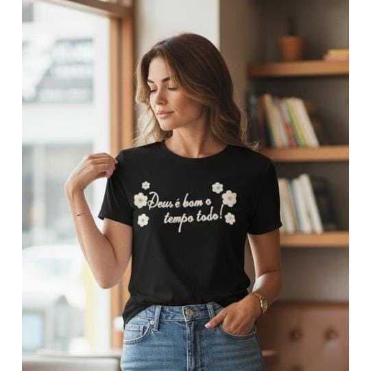 Camiseta Cristã Feminina Fé – Letra Puff Alto Relevo