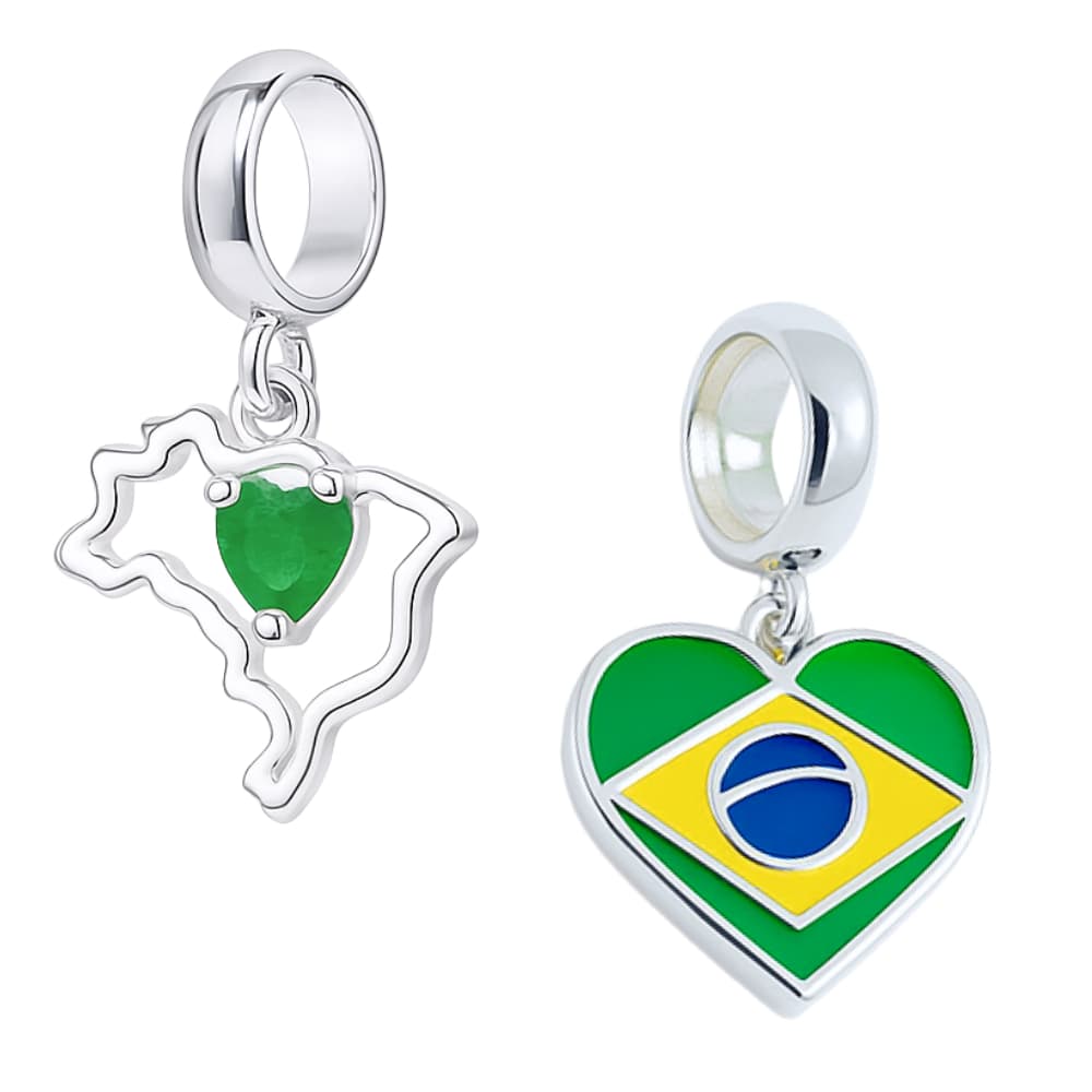 Berloque Brasil em Prata 925