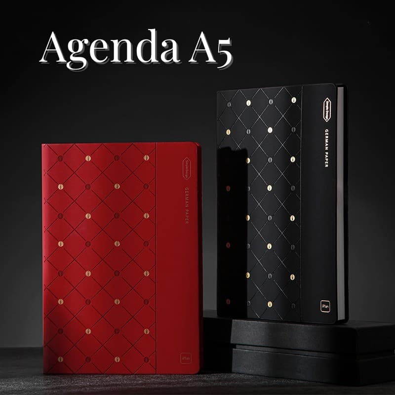 Caderno B5 de Anotações Agenda em Couro Capa Reforçada com Calendário para Negócios Escritório