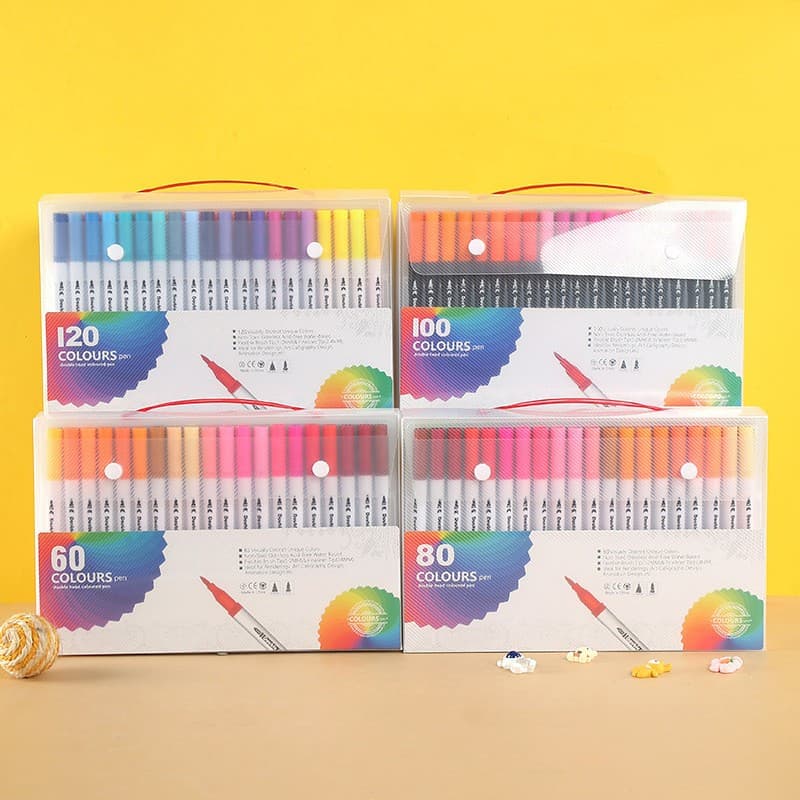 12/24/36/48 Cores Aquarela Conjunto De Canetas Marcadores De Arte Com Ponta Dupla/Tinta Base De Água material escolara