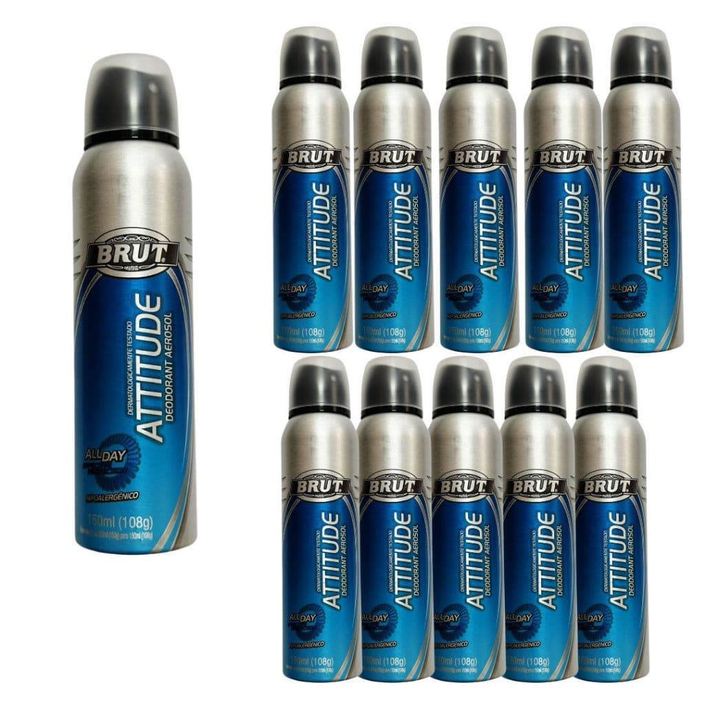 Desodorante Brut Attitude Hipoalergênico 150ml Proteção Duradoura e Toque Refrescante kit 12 und