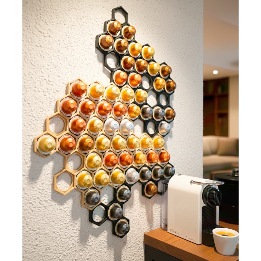 Suporte de Cápsulas Nespresso Modular Hexagonal de Parede | Organizador Decorativo Cantinho do Café