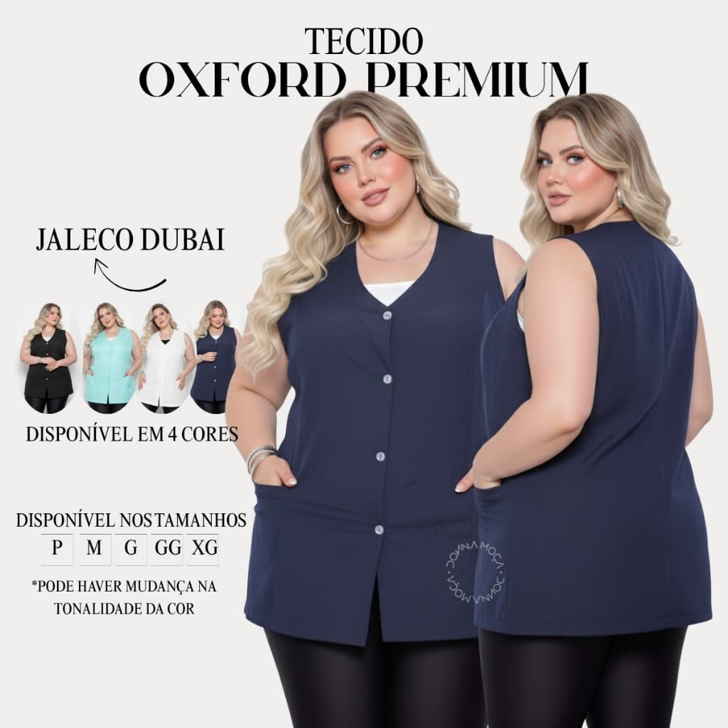 Jaleco Avental Professora Regata Manicure Plus Size- Dubai