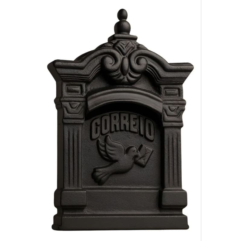 Caixa de Correio N°12 em Alumínio Fundido Premium (Cor Preto Fosco)