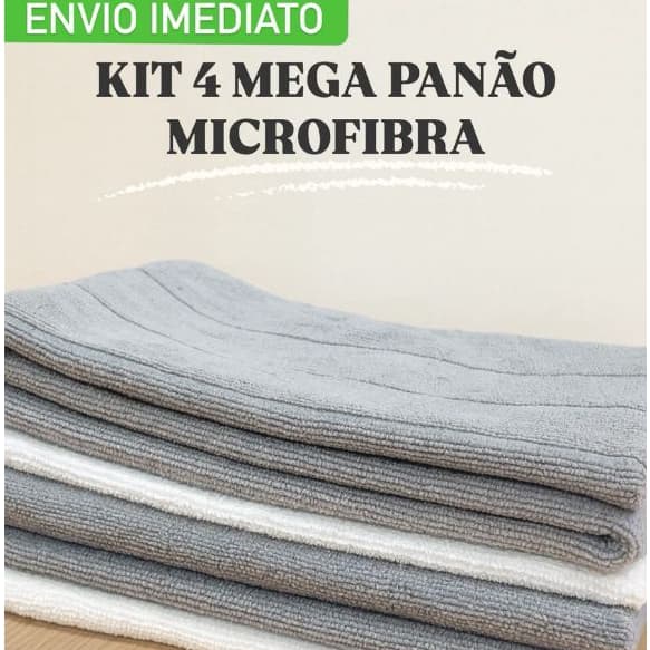 Kit 4 Mega Panão Microfibra 80x50 cm Celeste